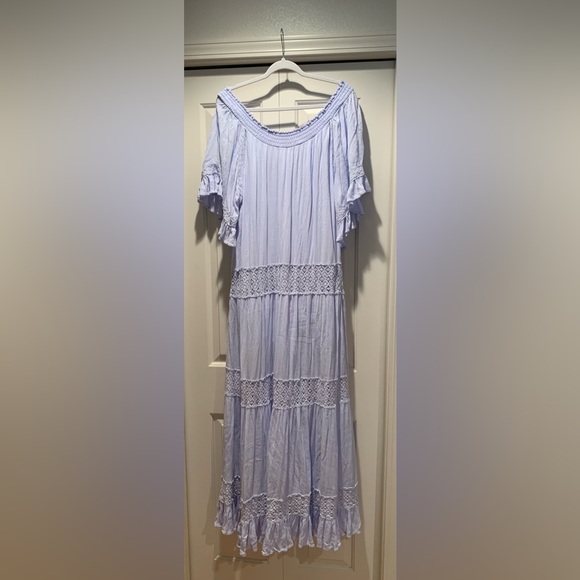 Free People maxi dress. EUC, size XL. Light periwinkle blue gauze. - Picture 4 of 8